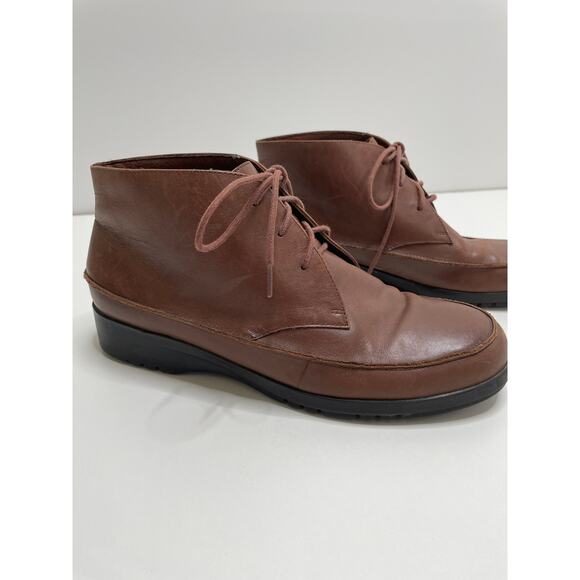 Life Stride Ankle Boots Brown Soft Leather Lace Up Round Toe Casual Women's 9M - Picture 4 of 11